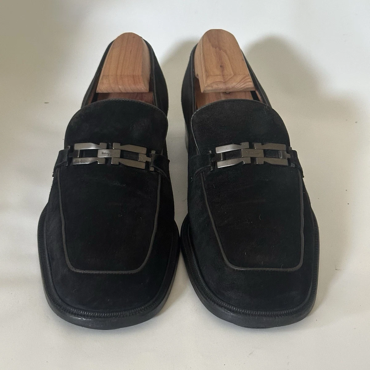Salvatore Ferragamo Men\'s Size 8 EE Wide Black Suede‎ Penny Strap Dress Loafers Salvatore Ferragamo Black Suede Men main image 3