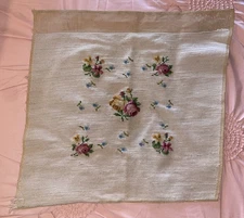 Vintage Needlepoint Roses 19x17 Chair Canvas