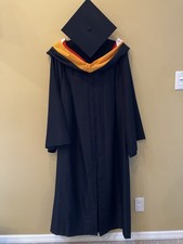 Matte Black High School/Bachelor Graduation Cap Gown  Hood Long Length