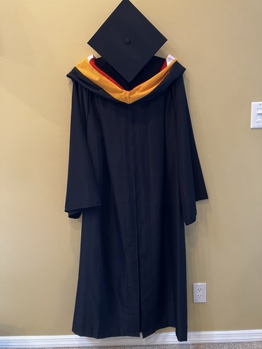 Matte Black High School/Bachelor Graduation Cap Gown & Hood Long Length