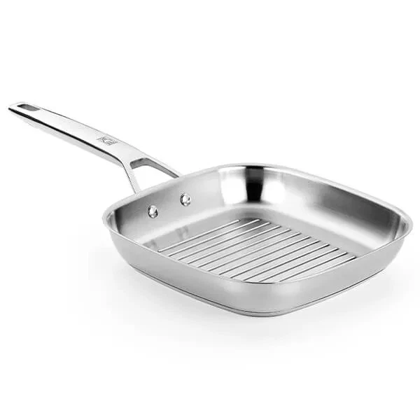 Parrilla acanalada BRA Signature 28 cm antiadherente aluminio plateado