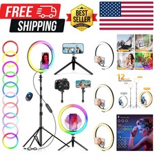 12" Selfie Ring Light with 73" Extendable Tripod Stand: Desk Selfie Lights 38...