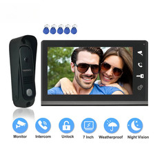 4 Wired Video Doorphone RFID Unlock Video Intercom Camera Doorbell with 7 Inch
