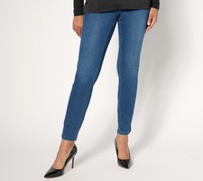Belle by Kim Gravel Regular TripleLuxe Denim Hip Zip Slim Leg Rinse Wash 4 New
