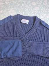 Vintage Iron Run 100 Virgin Wool Sweater Size 42 Military Style Navy Blue