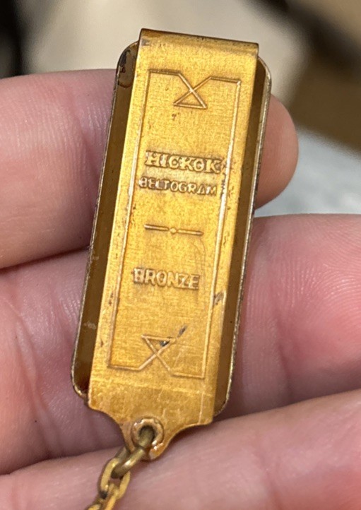 Vintage Hickok Art Deco Bronze Beltogram Pocket Watch Chain Fob Letter D