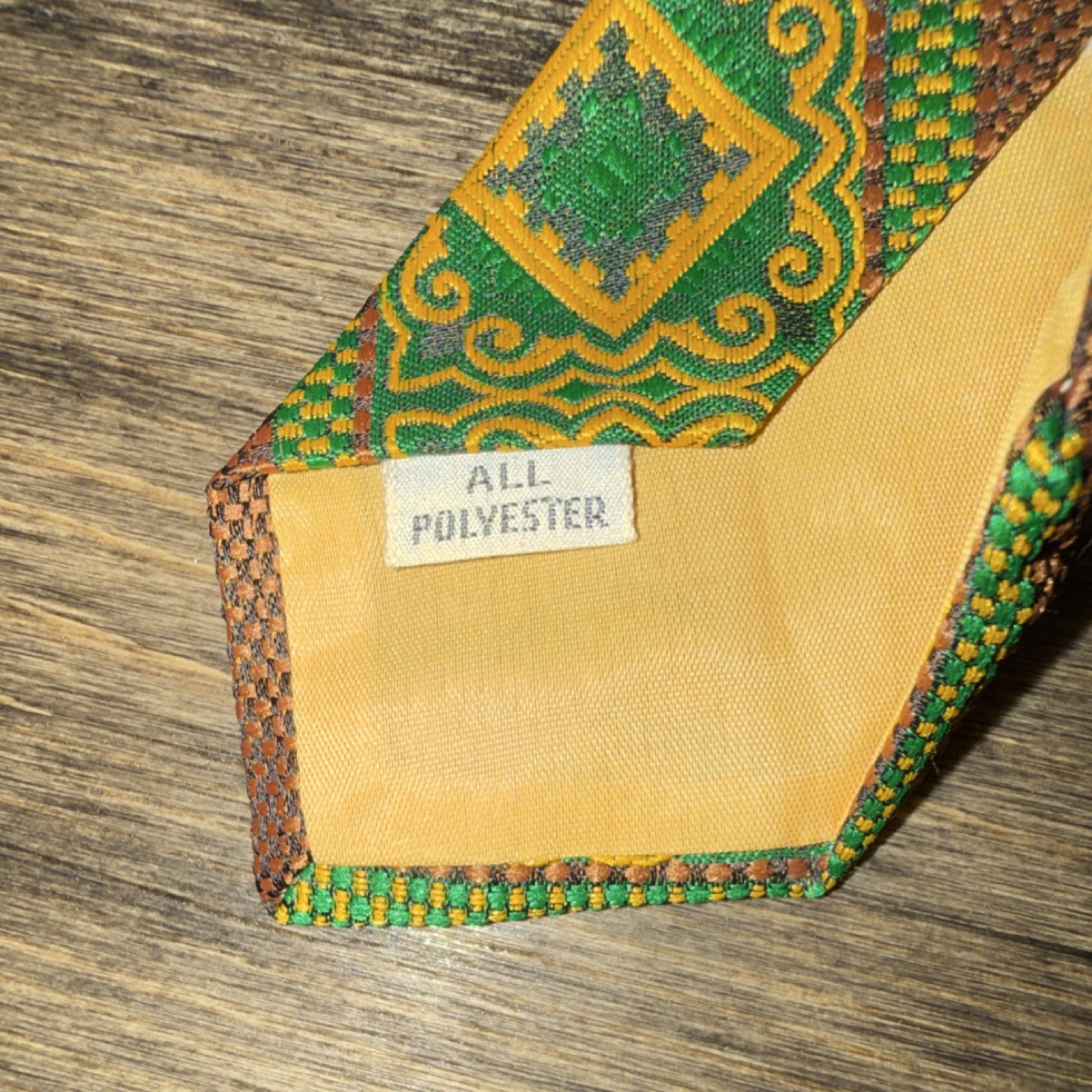 Vintage Mr. John Imperial Beau Brummell Brown Green Polyester Geometric Tie image 5