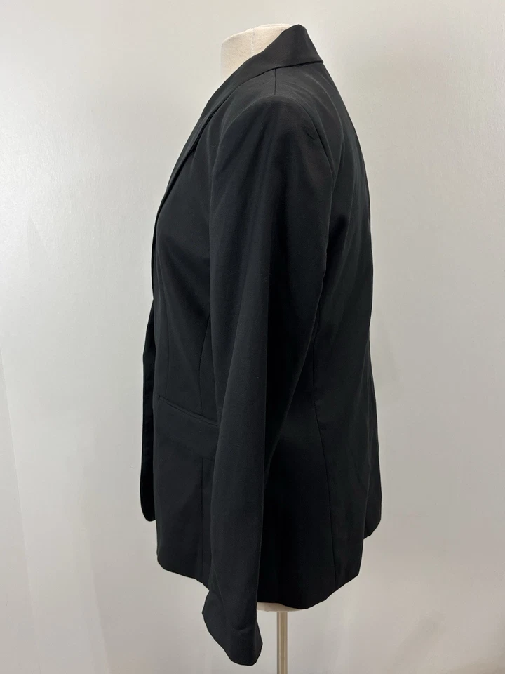 LOFT linen Blend Blazer Jacket Sz 10 Women’s Black Classic Career Lined - Изображение 2 из 4
