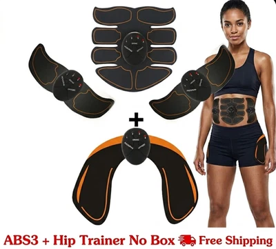 EMS Abs Trainer Set Muscle Stimulator Hip Butt Arm Toner 6 Modes Black - Image 1 of 4