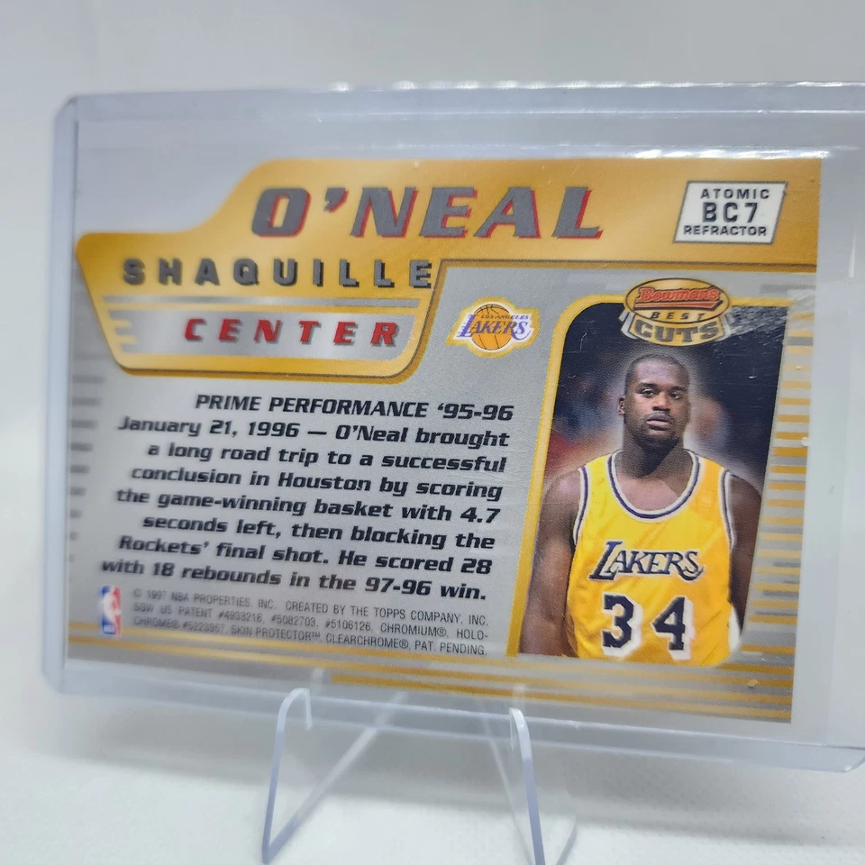 1996-97 Bowman's Best Cuts Shaquille O’Neal Atomic Refractor Lakers #BC7 Foto 2 de 4