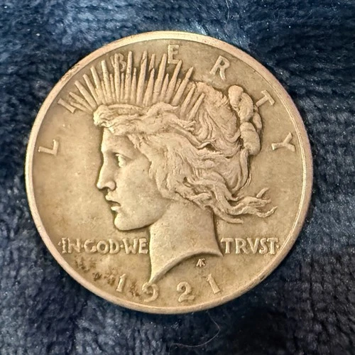 1921 Peace Silver Dollar High Relief Key Date VF Condition
