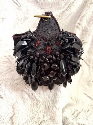 Mary Frances ''Bombshell'' black beaded evening bag