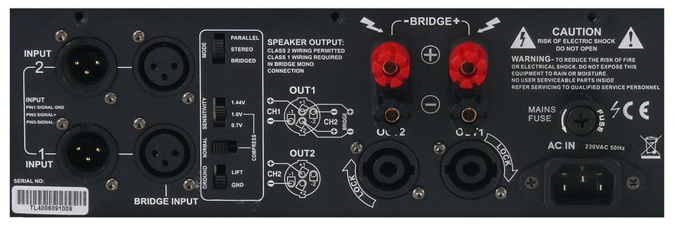 B-WARE DJ PA Amplificatore Amplificatore di potenza Amplificatore Stereo 19" Installazione Rack 2x 1000W - Immagine 4 di 4