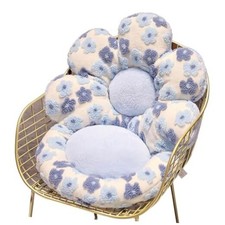 Flower Chair Cushion with Backrest Comfortable Office Chair Pad onesize Blue