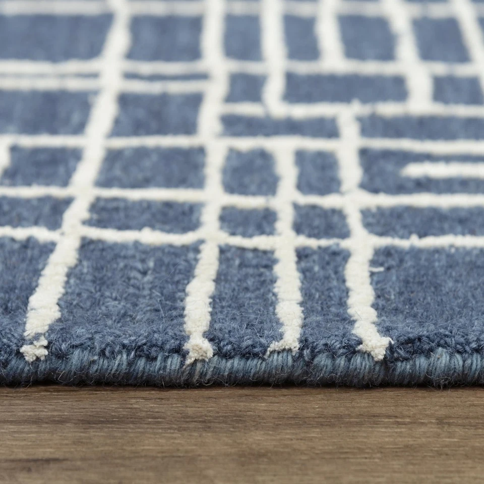 Rizzy Rugs Jazz Area Rug JZZ972 Wool Geometric Blue Blocked Stripes Rectangle - Image 3 of 4