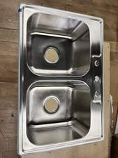 33x22 Drop In Topmount Double Bowl Kitchen Sink 18 Gauge Stainless Steel Sink