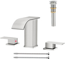 Grifo ba o cascada 3 orificios n quel cepillado 8" extendido moderno 3 piezas