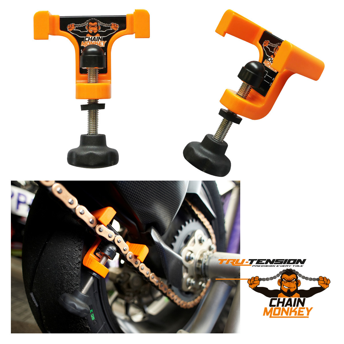 Tru Tension Chain Monkey Motorcycle Motorbike Chain Tensioner Tensioning Tool