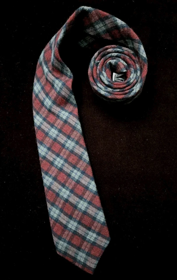 Corbata Robert Talbott roja azul gris a cuadros 59/3 Monterey California 100 % lana Foto 2 de 4