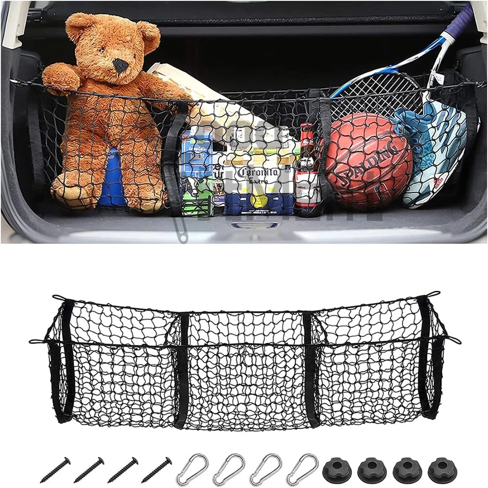 Red de carga de 3 bolsillos maletero organizador de carga apto para Toyota Tundra 2000-2024 Foto 2 de 4