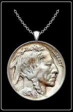 GeetarGizmos INDIAN HEAD NICKEL Coin Necklace - authentic us vintage 5 cents
