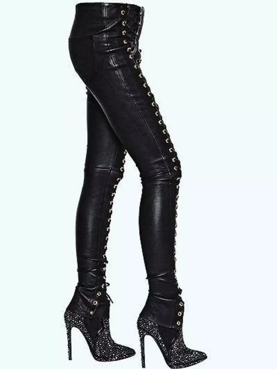 Women skinny leather pants gothic Biker women Motorcycle pants Laceup sexy  pants