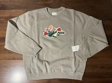 Aime Leon Dore ALD Floral Appliqué Bouquet Crewneck Beige Sweatshirt Size XL