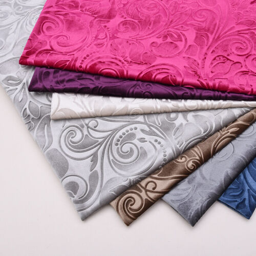 Embossed Velvet Cloth Upholstery Fabric Sofa Furniture Bedding Decor Soft Floral - Picture 1 of 26