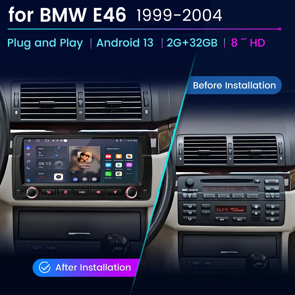 Android14 2+32G CarPlay Car Stereo Radio GPS Navi For BMW 3 Series E46 1998-2006 Foto 2 de 4