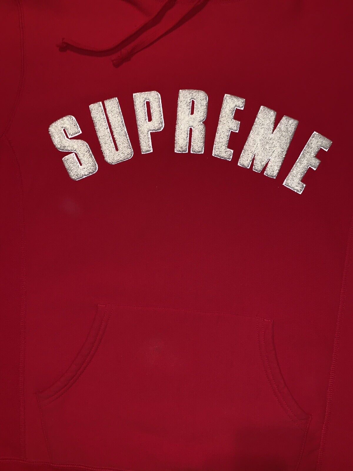 Supreme Arc Logo Hoodie Large Red Chenille SS17 Hooded Sweatshirt 