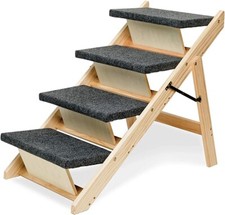 MEWANG Wood Pet Stairs/Pet Steps - 2-In-1 Foldable Dog Stairs  Ramp Perfect for