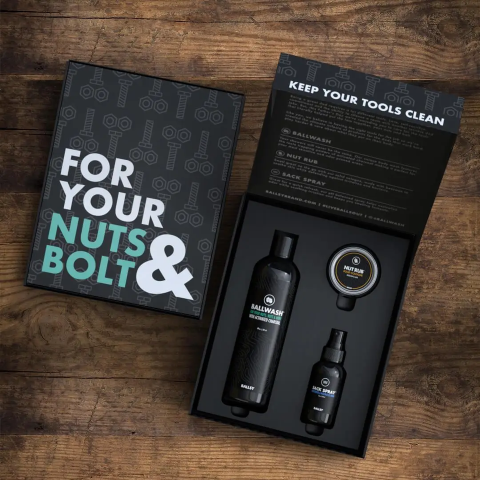BALLSY Sack Pack Gift box Nut Rub, Sack Spray & Ballwash Great Men