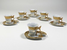 Set Of 6 Demitasse Cups  Saucers Gold Trim