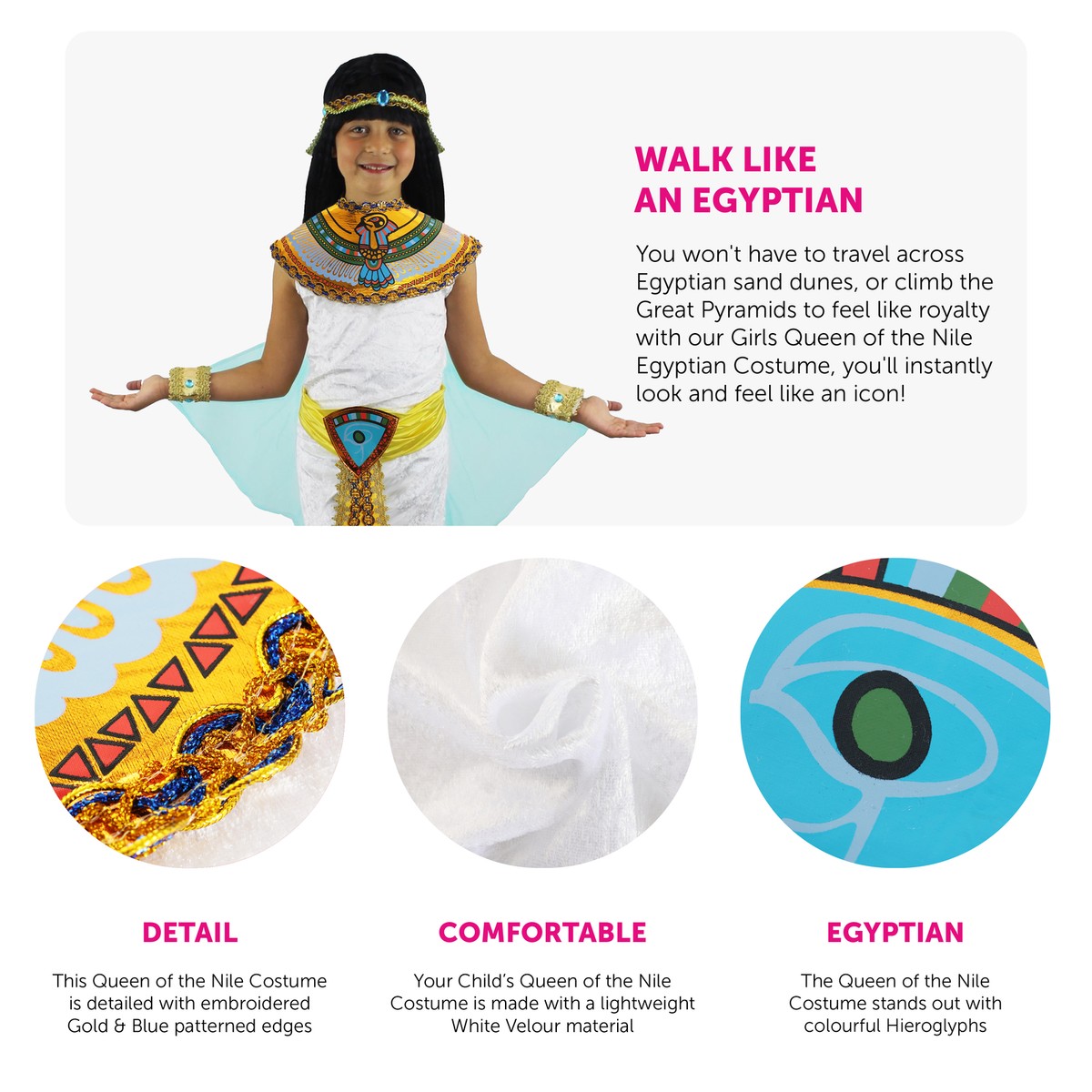 EGYPTIAN QUEEN OF NILE COSTUME CLEOPATRA KIDS HISTORICAL BOOK DAY