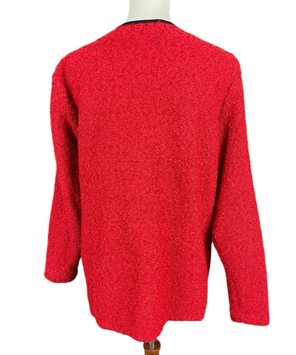 Cathy Daniels Cardigan Sweater Red Boucle Style Top Woman Size XL Vintage 90s - Picture 10 of 13