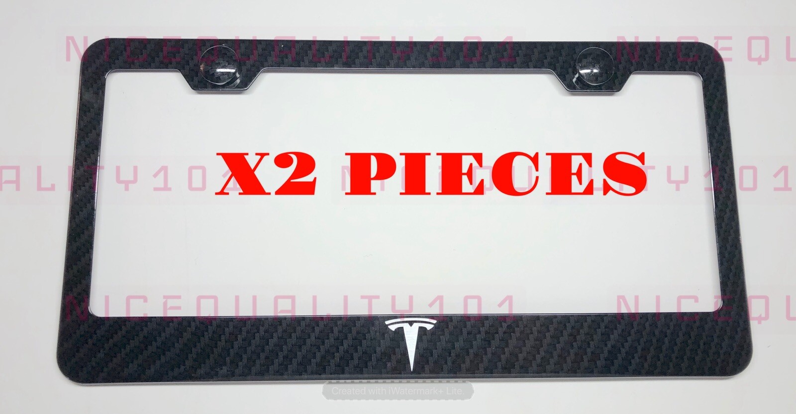 Tesla Model X2 100% Carbon Fiber Stainless Steel Frame Holder with Caps