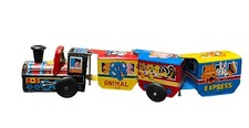 Thomas Animal Circus Train Express Litho Tin Japan Wind Up Vintage 1970s Graphic