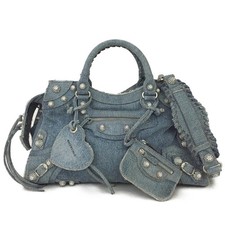 EGA BALENCIAGA Neo Cagole City Denim 2WAY Hand Bag Blue/7CB0017