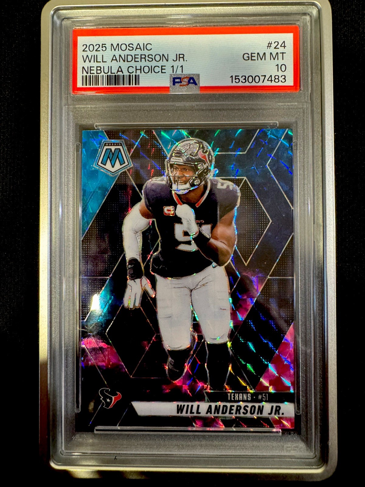 2025 Mosaic Will Anderson Jr. Nebula Choice 1/1 PSA 10 Gem Mint! True 1 of 1 view 1