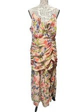 Lulus Fitted Floral Ruffle Adjustable Spaghetti Strap Maxi Dress XL Whimsical