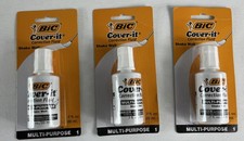 BIC Cover It White Out Correction Fluid Set of 3 0.7 oz Quick Dry New