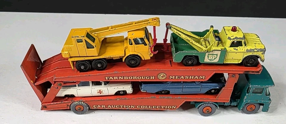 Lot of 5 Matchbox Guy Warrior Car Transporter BP Wrecker Crane Truck Mercedes - Image 3 of 4