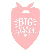 Big Sister Dog Bandana Large Pink Pet Triangle Scarf Baby Announcement Prop
