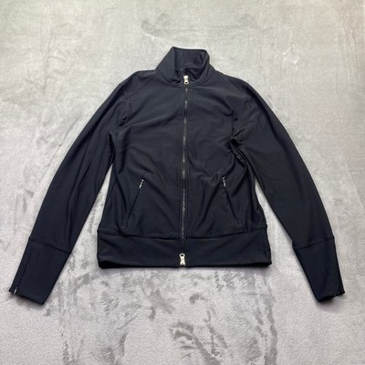 Lucy Womens Black Full Zip Activewear Track Jacket Mock Neck Small Athelisure