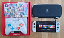 White Nintendo Switch OLED Console with Mario Kart 8, Wireless Controller & Case