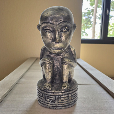 Vintage Congo Tribal Folk Art Kusu Metal Man Figural Handmade Artisan Statue