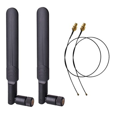 2 x 8dBi 2.4GHz 5GHz 5.8GHz Dual Band WiFi RP-SMA Male Antenna+2 x 35CM U.FL/...