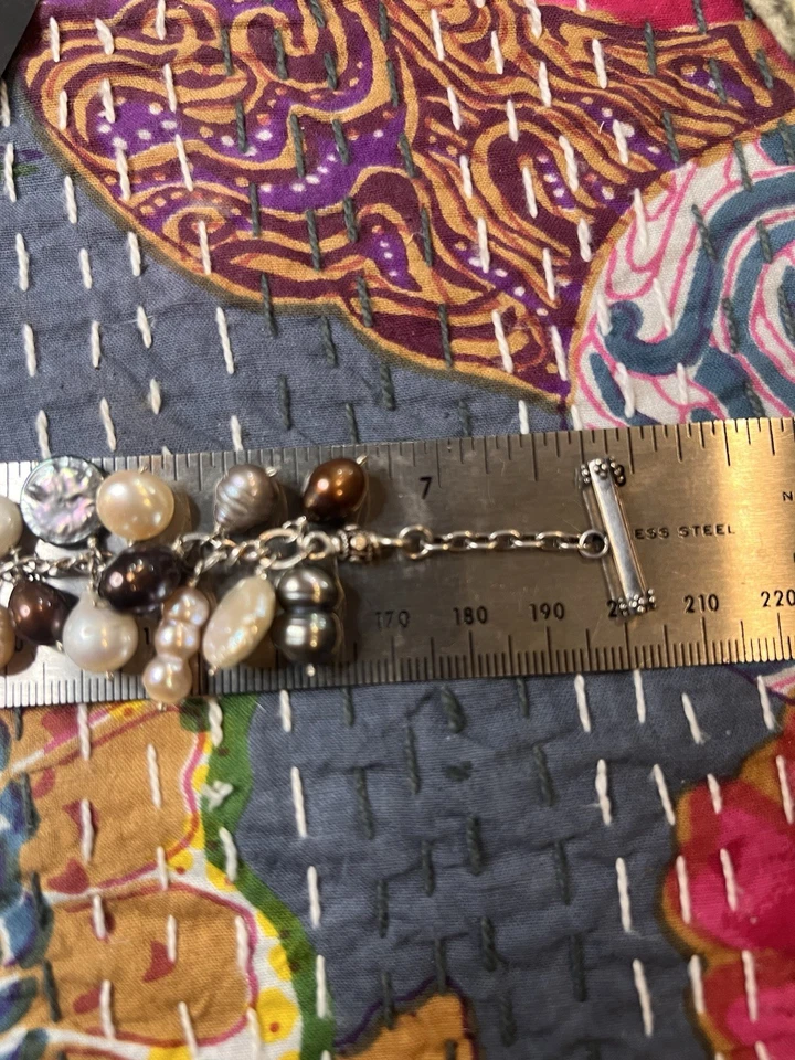 Freshwater Multicolor Pearl Cha-Cha Bracelet With Sterling Silver Sz 7.5in - Image 4 of 4