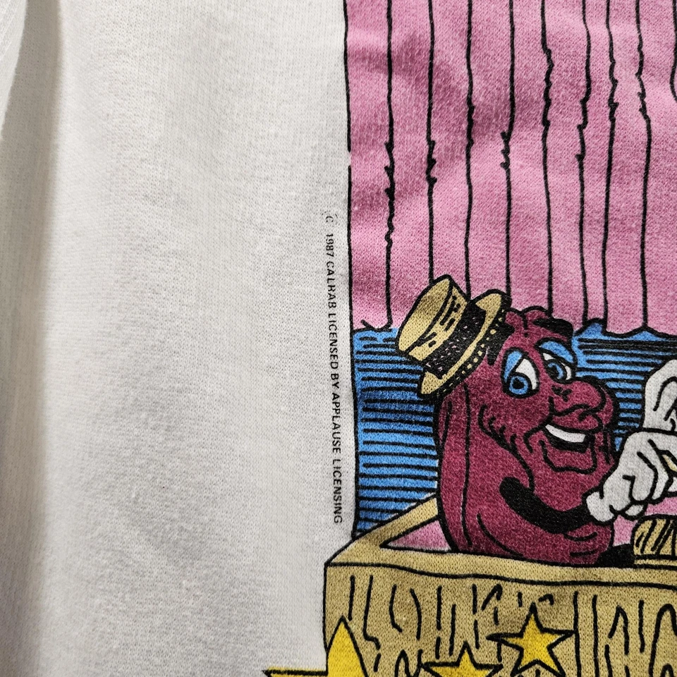 Sudadera De Colección California Raisins Para Hombre Grande Blanca Talento Noche 1987 EE. UU. Foto 3 de 4