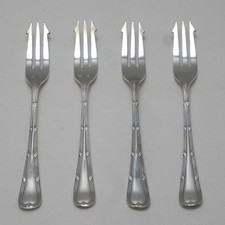 REED & RIBBON Pattern Sheffield silver plated cutlery  4 pickle / buffet forks